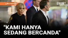 ISTRI PRESIDEN PRANCIS BRIGITTE MACRON TERLIHAT MENDORONG WAJAH SANG SUAMI KETIKA MENDARAT DI VIETNAM