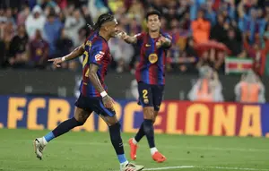 Hasil Liga Spanyol: Barcelona Lumat Racing Santander 7-2, Raphinha Hattrick