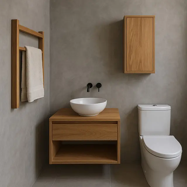 Model Kamar Mandi dengan Dinding Plester Aci Minimalis