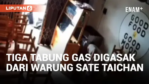 VIDEO: Pencuri Gasak Tiga Tabung Gas 3Kg dari Warung Sate Taichan di Kembangan