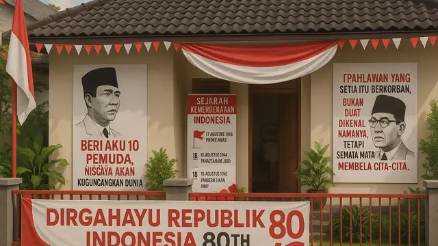 Ide Dekorasi Rumah untuk Peringatan Hari Kemerdekaan 17 Agustus 1945 HUT RI ke-80/Ilustrasi Gambar AI