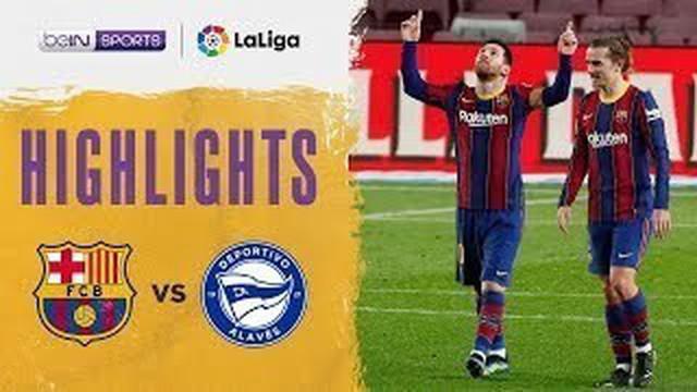 Berita video highlights pekan ke-23 Liga Spanyol 2020/2021 antara Barcelona melawan Deportivo Alaves yang berakhir dengan skor 5-1, di mana Lionel Messi menorehkan 2 gol, Minggu (14/2/2021) dinihari WIB.