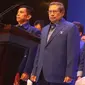 SBY jelang memberikan pidato politik di JCC saat acara Rapimnas dan Dies Natalis Partai Demokrat ke-15, Jakarta, Selasa (7/2). (Liputan6.com/Helmi Afandi) 