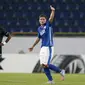 Yevhen Seleznyov rayakan gol ke gawang Lazio (Reuters)