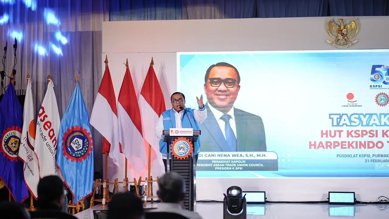 Presiden Konfederasi Serikat Pekerja Seluruh Indonesia (KSPSI) Andi Gani Nena Wea