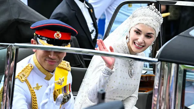 Pangeran Abdul Mateen dari Brunei Darussalam Resmi Menikah dengan Dayang Anisha Rosnah binti Adam pada Kamis, 11 Januari 2024. (MOHD RASFAN/AFP)