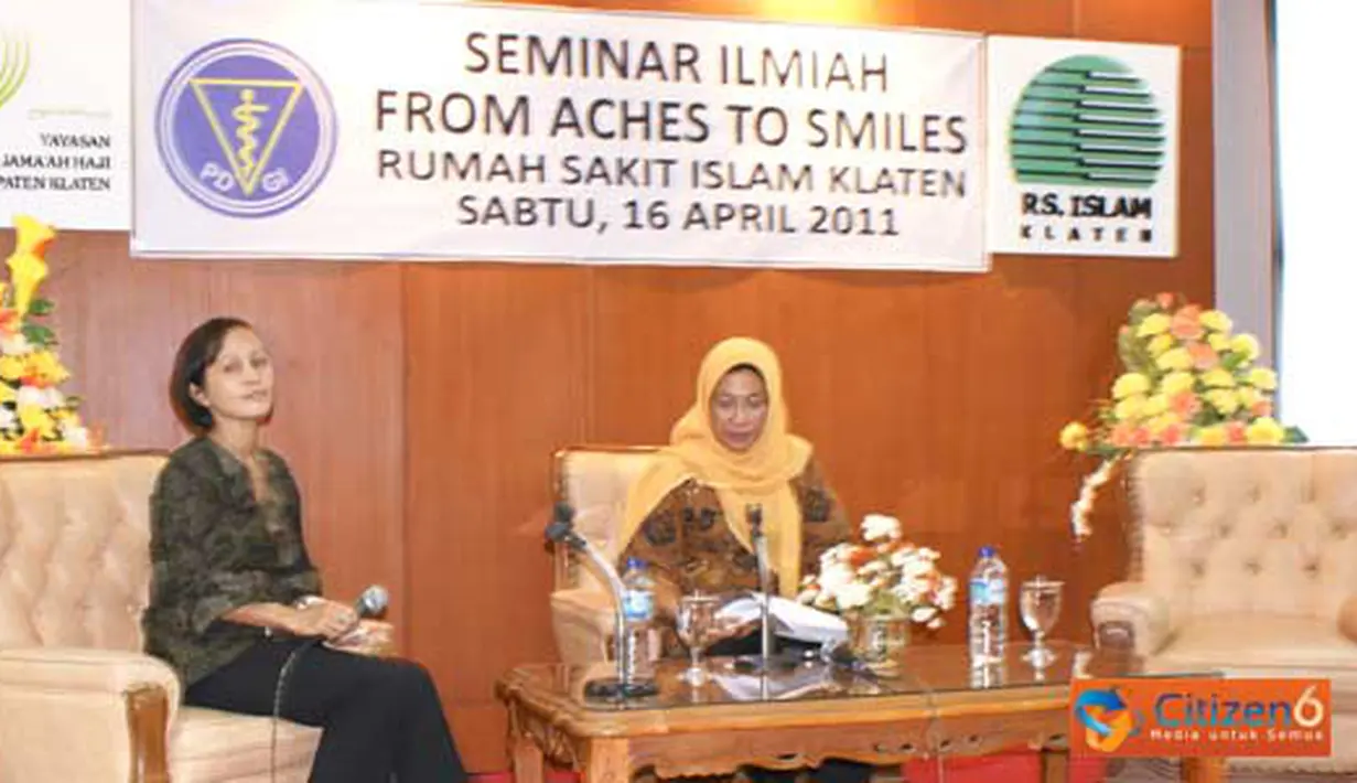 Citizen6, Klaten: Rumah Sakit Islam Klaten menggelar acara seminar ilmiah yang bertajuk From Ache to Smile. Kegiatan ini diselenggarakan di Hall Rawat Jalan, Sabtu (16/4). (Pengirim: Agus Susanto)