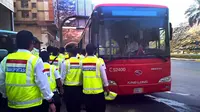 Bus Shalawat yang disiapkan pemerintah untuk transportasi jamaah haji Indonesia.  (Liputan6.com/Wawan Isab Rubiyanto)