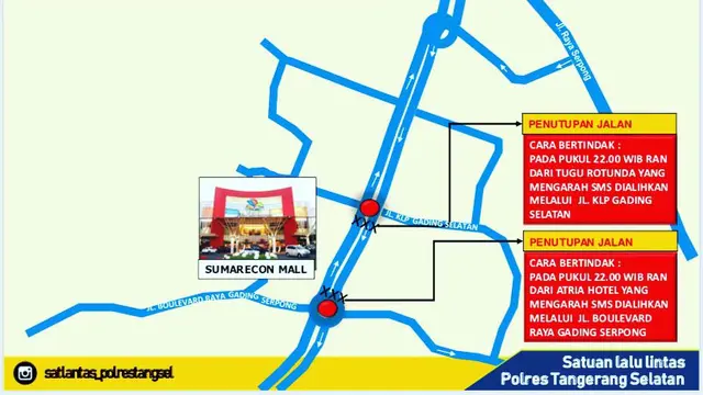 Peta rekayasa Lalin yanf akan diterapkan oleh Polres Tangsel di kawasan Summarecon