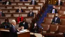 Anggota Republik mendengarkan ketika Presiden Joe Biden berpidato di Kongres, US Capitol, Washington, Amerika Serikat, Rabu (28/4/2021). Pengamanan di Capitol Hill diperketat dan dimaksimalkan dengan adanya Kongres. (Jonathan Ernst/Pool via AP)