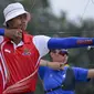 Pepanah Indonesia,  Riau Ega Agata, yang turun di tim beregu campuran gagal mempersembahkan emas di test event Asian Games 2018 setelah takluk 3-5 dari Taiwan di final. (dok. Inasgoc)