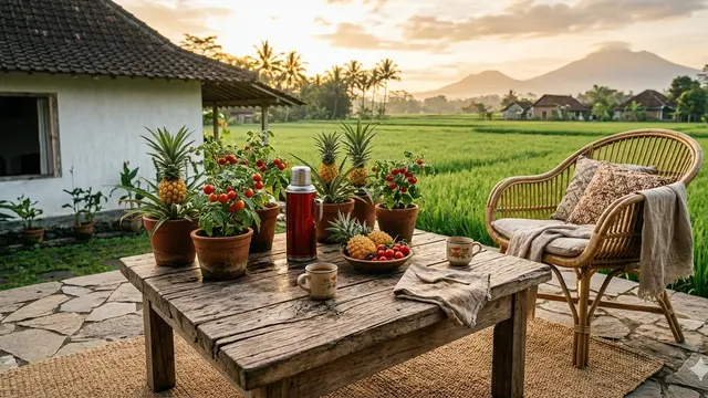 Ide Taman Buah Minimalis di Rumah Kecil. AI