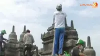 [VIDEO] Candi Borobudur Dibersihkan dari Abu Kelud