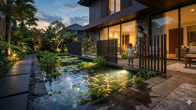 Inspirasi Kolam Ikan Dangkal yang Aman untuk Balita dan Tetap Cantik Dipandang