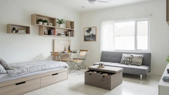 Desain Rumah Dalam Gang yang Terlihat Sempit dari Luar tapi Luas di Dalam dengan Furnitur Multifungsi