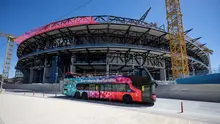 Proses renovasi kandang Barcelona, Camp Nou, masih belum rampung, Rabu (3/9/2025). (AFP/Josep Lago)