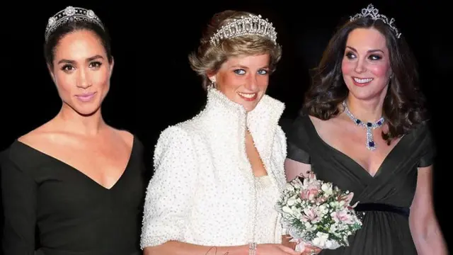 Rekaan foto Lady Diana di antara anak, menantu, dan cucu.