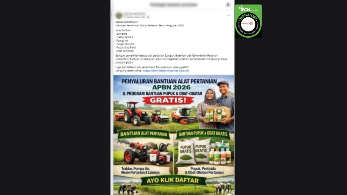 Cek Fakta: Tidak Benar Tautan untuk Daftar Bantuan Traktor dari Kementan  #CekFakta