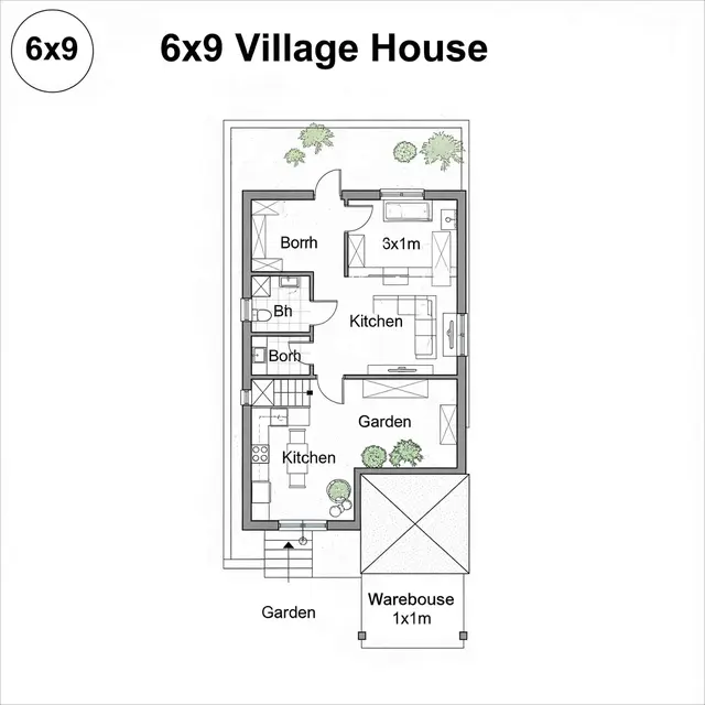 12 Gambar Denah Rumah Sederhana Ukuran 6x9 di Kampung, Hemat Lahan dan