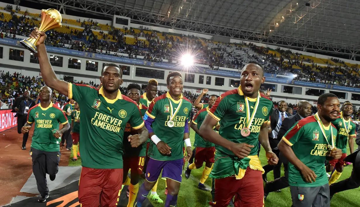 Tim tuan rumah Piala Afrika kali ini berpeluang besar menambah trofi juara. Kamerun berada di bawah mesir dengan catatan lima gelar Piala Afrika. Gelar pertama dirauh pada tahun 1984, 1988, 2000, 2002, dan 2017. (AFP/Issouf Sanogo)