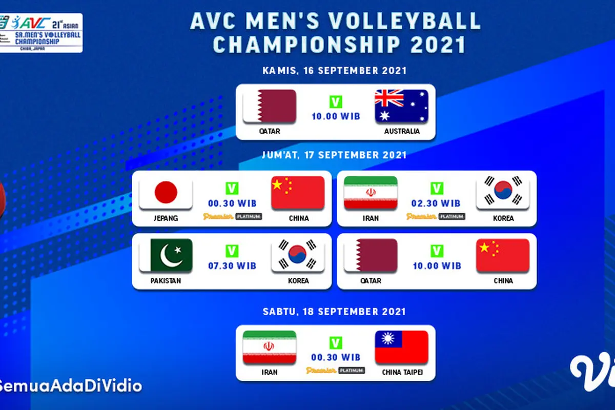Link Live Streaming Asian Men's Volleyball Championship 2021 Pekan Ini, 16-18 September 2021