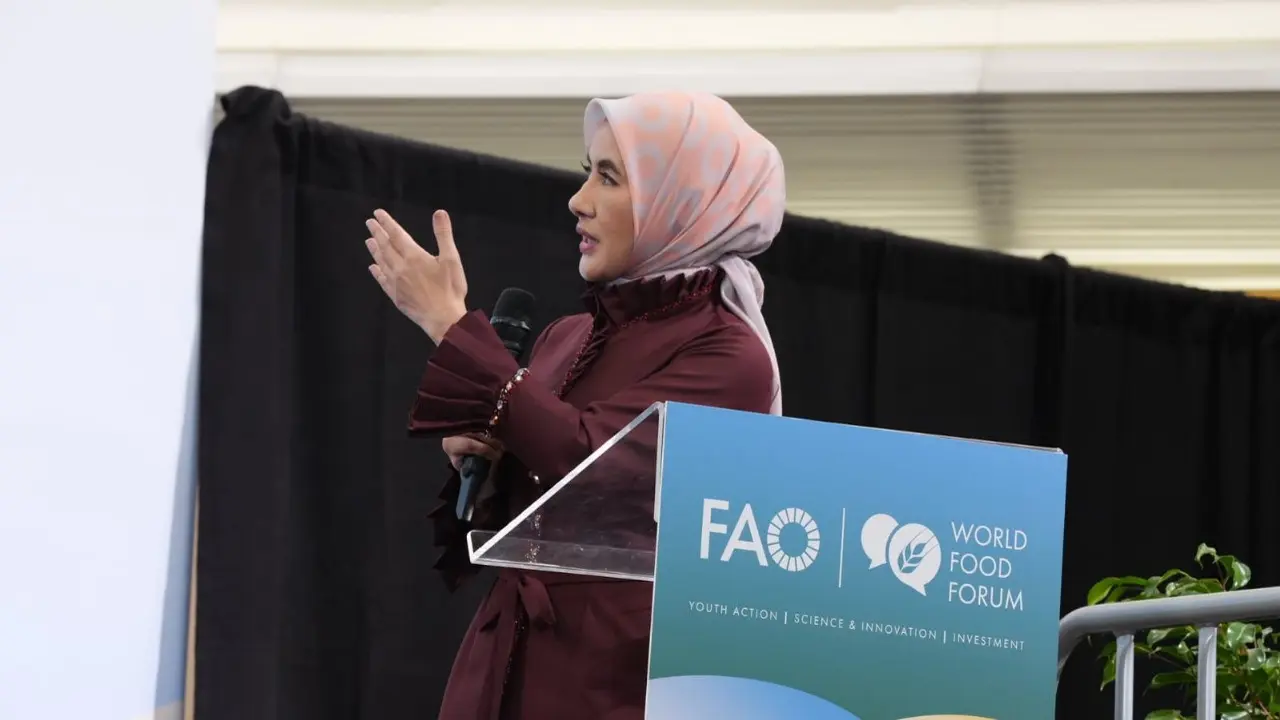 Direktur Utama PT Pertamina (Persero) Nicke Widyawati dalam The World Food Forum 2023, yang berlangsung di Roma, Italia pada 19 Oktober 2023 lalu. (Dok Pertamina)
