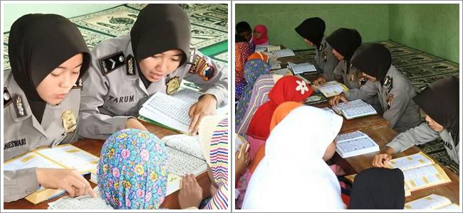 Polwan di Karanganyar mengajar mengaji | Copyright by KapanLagi.com/Instagram polreskaranganyar/frs