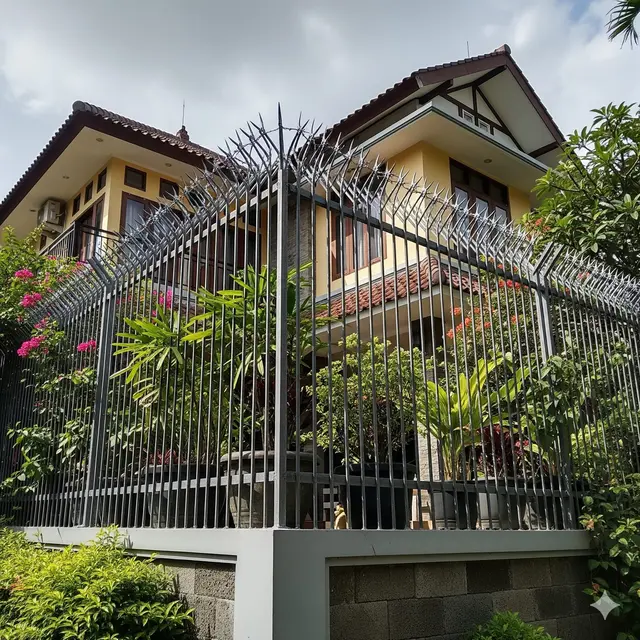 Pagar Besi dengan Kawat Berduri/Spike