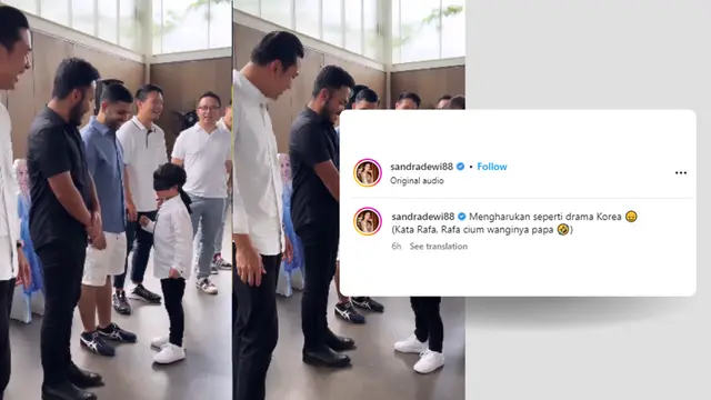 Postingan Sandra Dewi yang tunjukkan momen menggemaskan Rafa dan Harvey Moeis. (Foto: Instagram/@sandradewi88)