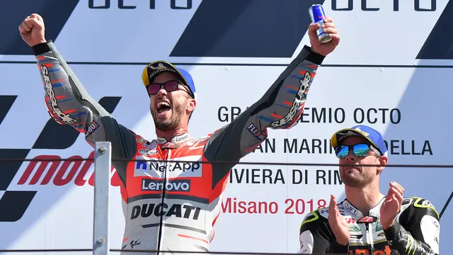 Aksi Pembalap Andrea Dovizioso Juara MotoGP San Marino