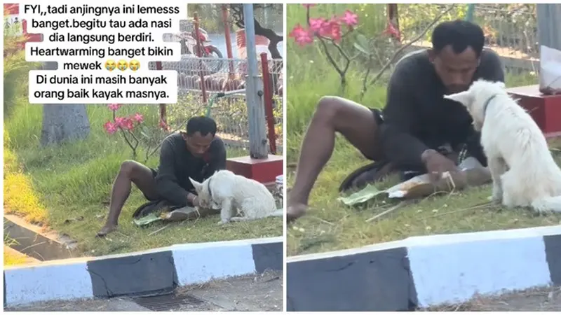 Viral Momen Pria Makan Bareng Anjingnya Ini Bikin Haru, Tidak Jijik Sama Sekali