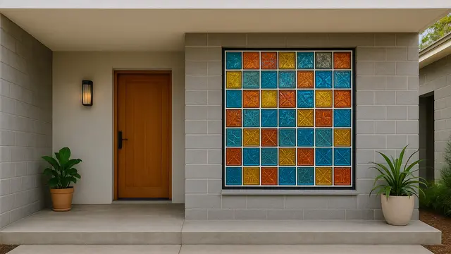 Model Teras Rumah Kombinasi Batako Plester dan Glass Block Minimalis/Ilustrasi AI