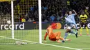 Young Boys yang berstatus tuan rumah dikalahkan 1-3 oleh Man City. Empat gol yang tercipta pada laga ini semuanya terjadi di babak kedua. (Anthony Anex/Keystone via AP)