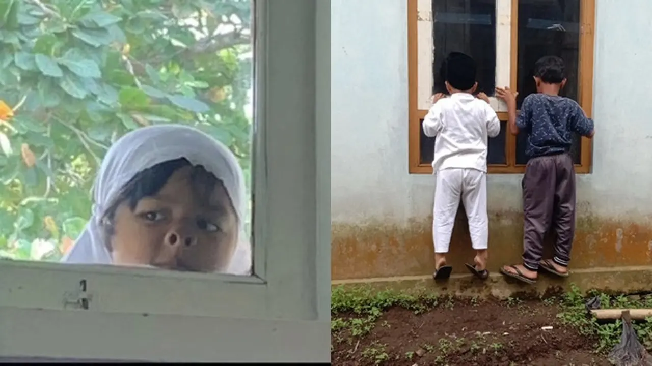 6 Kelakuan Kocak Bocah Ngintip Lewat Jendela Ini Bikin Ketawa