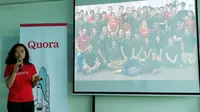 Engineering Manager Quora, Veni Johanna, saat peluncuran Quora versi bahasa Indonesia di Jakarta, Rabu (30/5/2018). Liputan6.com/ Andina Librianty