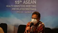 Menteri Kesehatan RI Budi Gunadi Sadikin saat konferensi pers "15th ASEAN Health Ministers Meeting and Related Meetings" di Hotel Conrad, Nusa Dua Bali pada Sabtu, 14 Mei 2022. (Dok Kementerian Kesehatan RI)