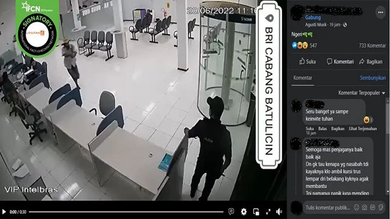 Gambar Tangkapan Layar Video yang Diklaim Perampokan di BRI Cabang Batulicin (sumber: Facebook).
