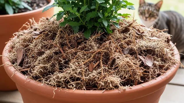 cara cegah kucing berak di pot tanaman