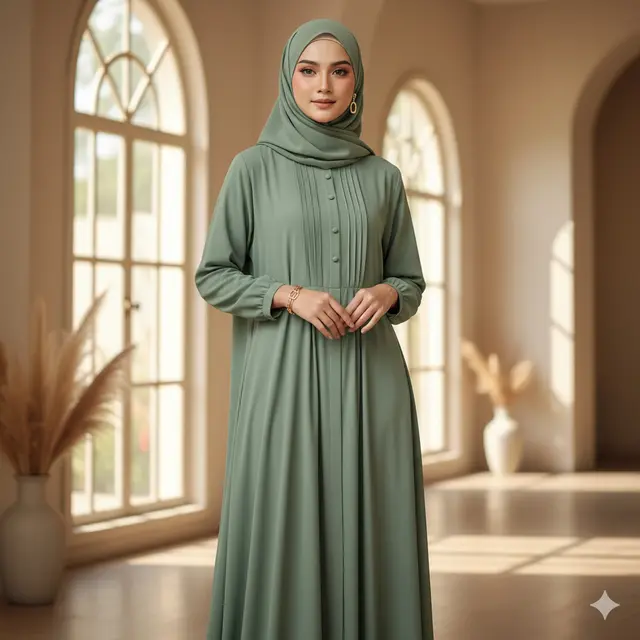 Model Gamis untuk Wanita Berperut Buncit