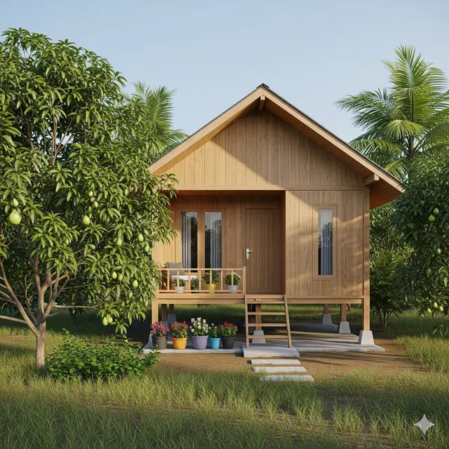 Inspirasi Rumah Sederhana di Kebun 2 Kamar Minimalis Tampak Estetik