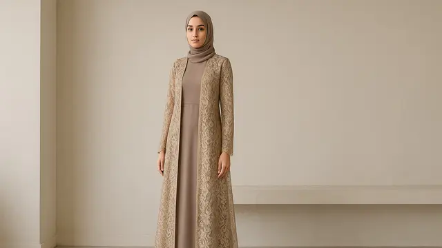 Model Gamis dengan Outer Cardigan Panjang/Ilustrasi gambar oleh AI