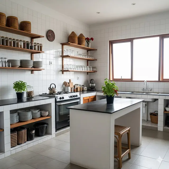 Dapur Rak Terbuka (Open Shelf)