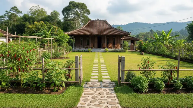 Rumah Kampung dengan Jalur Batu di Halaman