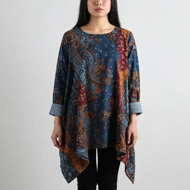 Model Baju Batik Atasan Wanita Lengan Panjang Modern
