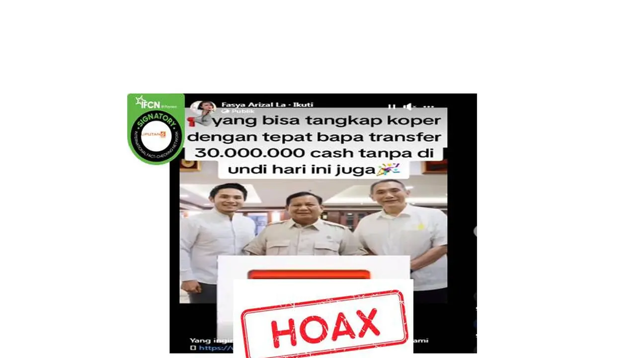 Cek Fakta Prabowo dan Jusuf Hamka bagi uang Rp 30 juta