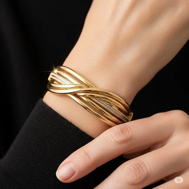 Bangle Berlapis Twisted: Dimensi Elegan yang Menawan