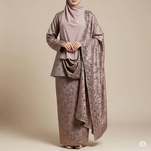 Gamis Brokat dengan Selempang