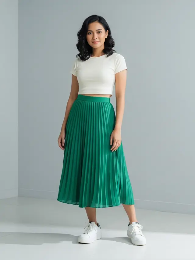 Model Rok Plisket Cocok Dipadukan dengan Atasan Apa