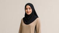 Inspirasi Model Gamis Syari A-Line Kombinasi Polos Terbaru/AI