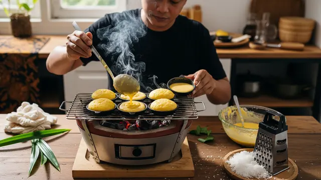 Membuat Kue Lumpur Bakar Kelapa Muda